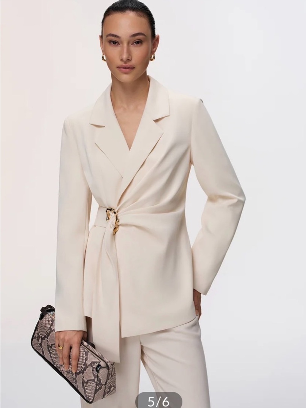 Commense Metal bucked wrap front blazer apricot